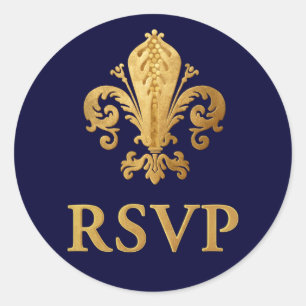 Fleur-de-lis RSVP Classic Round Sticker