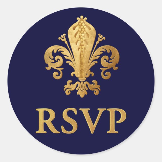Fleur-de-lis RSVP Classic Round Sticker (Front)