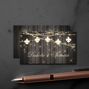 Fleur de Lis Rustic Lights Boho Wedding Website Enclosure Card