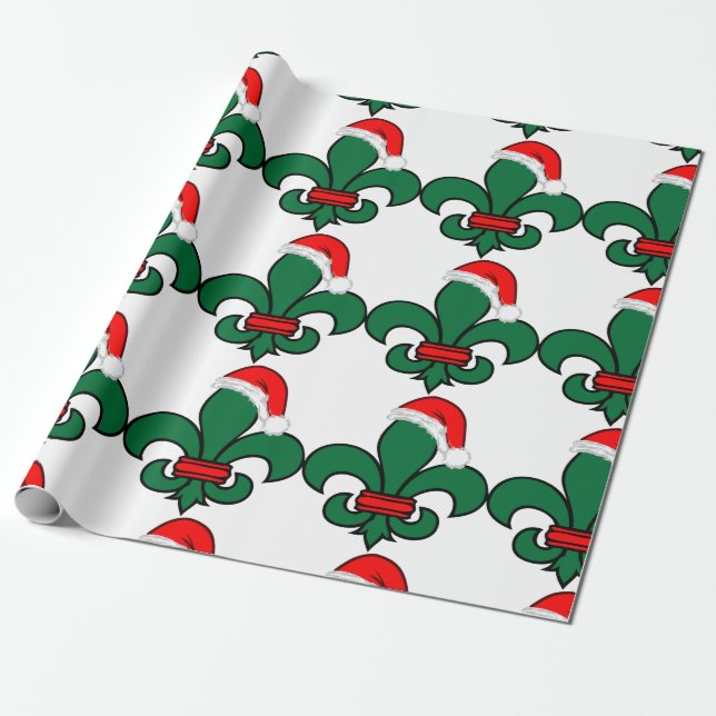 Fleur De Lis Santa Wrapping Paper (Unrolled)