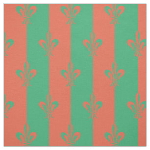 Fleur de Lis Sea Green and Copper Fabric