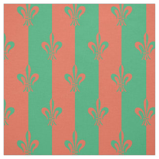 Fleur de Lis Sea Green and Copper Fabric