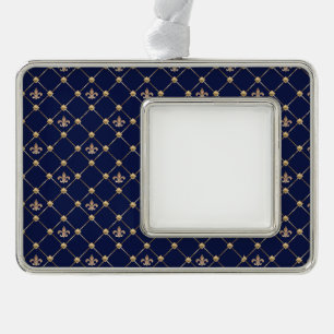 Fleur de Lis Silver Plated Framed Ornament
