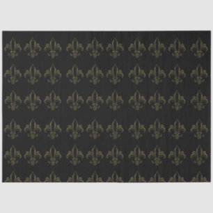 Fleur De Lis Simple Elegant Black and Gold  Tissue Paper