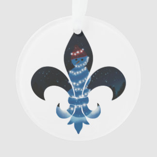 Fleur De Lis Snowman with Lights on Acrylic Ornament