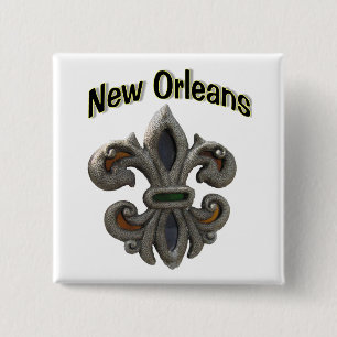 Fleur de lis Stained Glass 15 Cm Square Badge