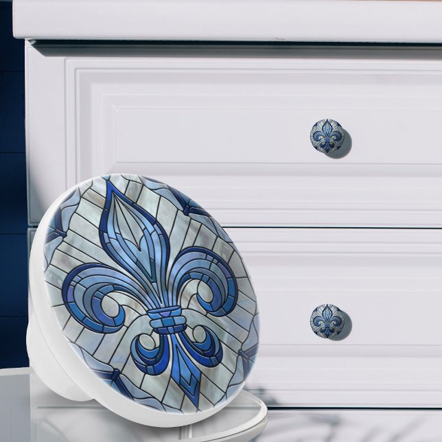 Fleur-de-lis - Stained glass mosaic art Ceramic Knob (Creator Uploaded)