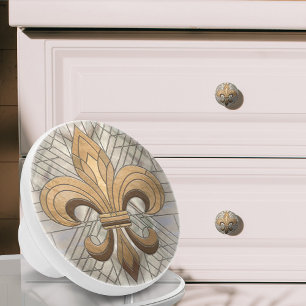 Fleur-de-lis - Stained glass mosaic art Ceramic Knob