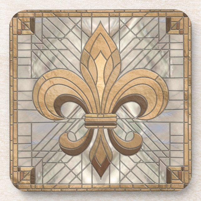 Fleur-de-lis - Stained glass mosaic art Coaster (Front)