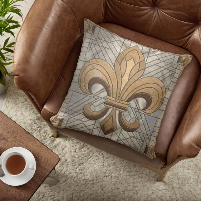 Fleur-de-lis - Stained glass mosaic art Cushion (Creator Uploaded)