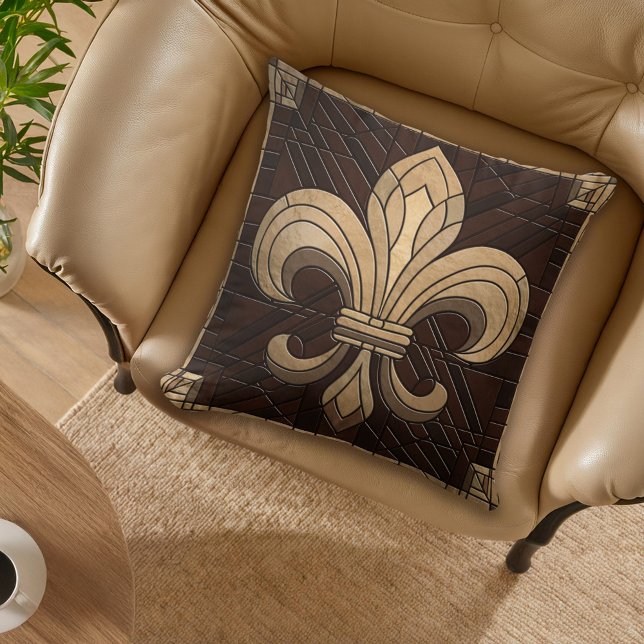 Fleur-de-lis - Stained glass mosaic art Cushion (Creator Uploaded)