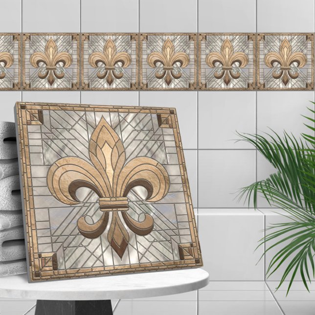 Fleur-de-lis - Stained glass mosaic art Tile (Creator Uploaded)