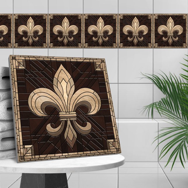 Fleur-de-lis - Stained glass mosaic art Tile (Creator Uploaded)