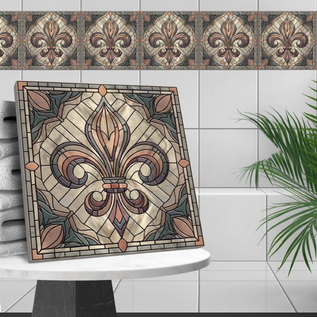 Fleur-de-lis - Stained glass mosaic art Tile (Creator Uploaded)