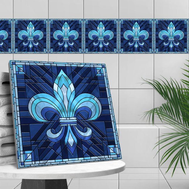 Fleur-de-lis - Stained glass mosaic art Tile (Creator Uploaded)