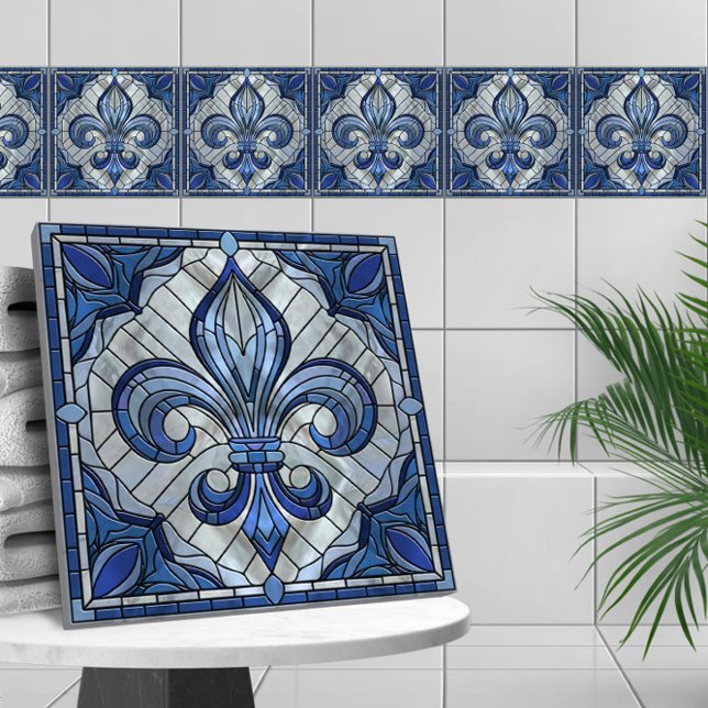 Fleur-de-lis - Stained glass mosaic art Tile (Creator Uploaded)