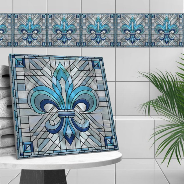 Fleur-de-lis - Stained glass mosaic art Tile (Creator Uploaded)