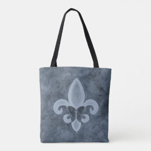 Fleur-de-Lis Style   Butterfly Smoky Denim Blue Tote Bag