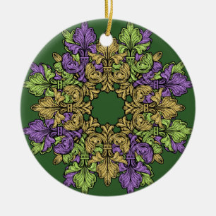 Fleur de lis Three Ceramic Tree Decoration