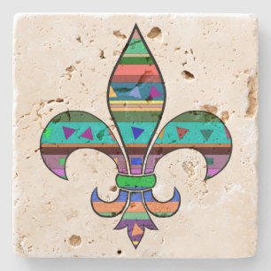 Fleur de Lis Travertine Coaster