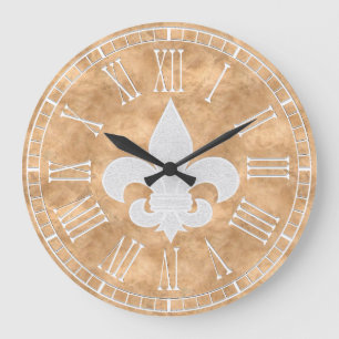 Fleur-de-lis Vintage Copper Large Clock