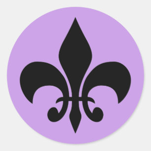 Fleur de lis Violet Round Sticker