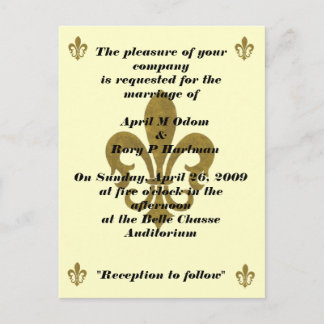 fleur de lis wedding postcard invitation