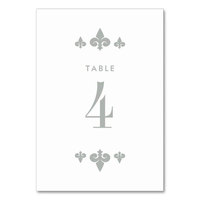Fleur-de-lis Wedding Table Number Cards (Front)