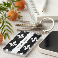 Fleur de Lis, White on Black, White, Your Name