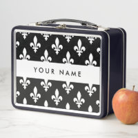 Fleur de Lis, White on Black, White, Your Name