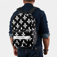 Fleur de Lis, White on Black, White, Your Name