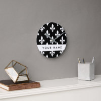 Fleur de Lis, White on Black, White, Your Name