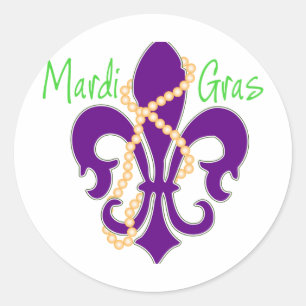 Fleur De Lis with beads Classic Round Sticker