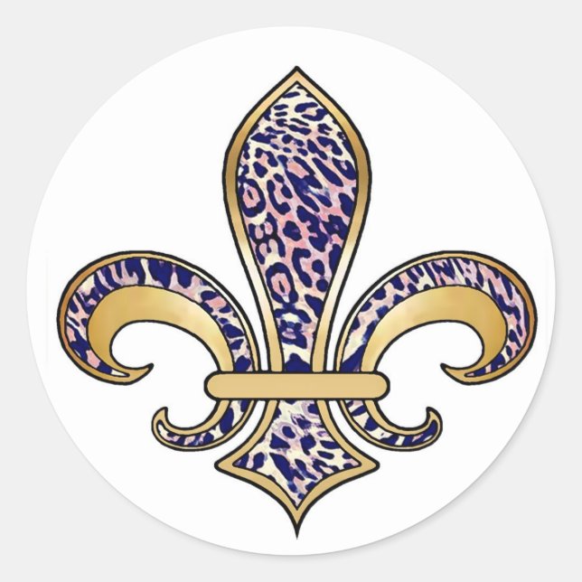Fleur de Lis with pattern - 04 Classic Round Sticker (Front)