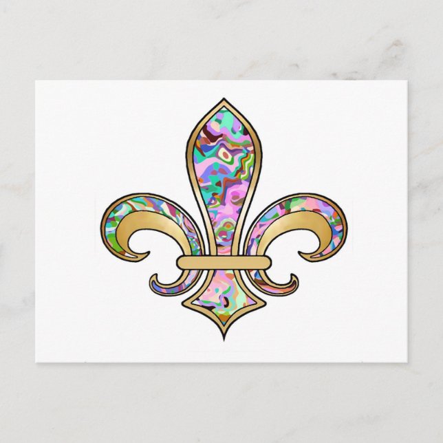 Fleur de Lis with pattern - 09 Postcard (Front)