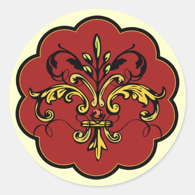 Fleur de lis Xmas Classic Round Sticker (Front)
