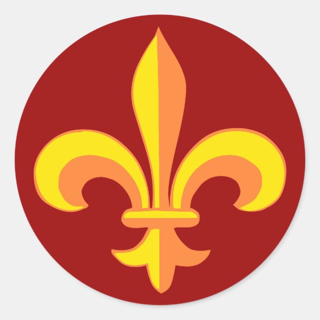 Fleur De Lis yellow Classic Round Sticker (Front)