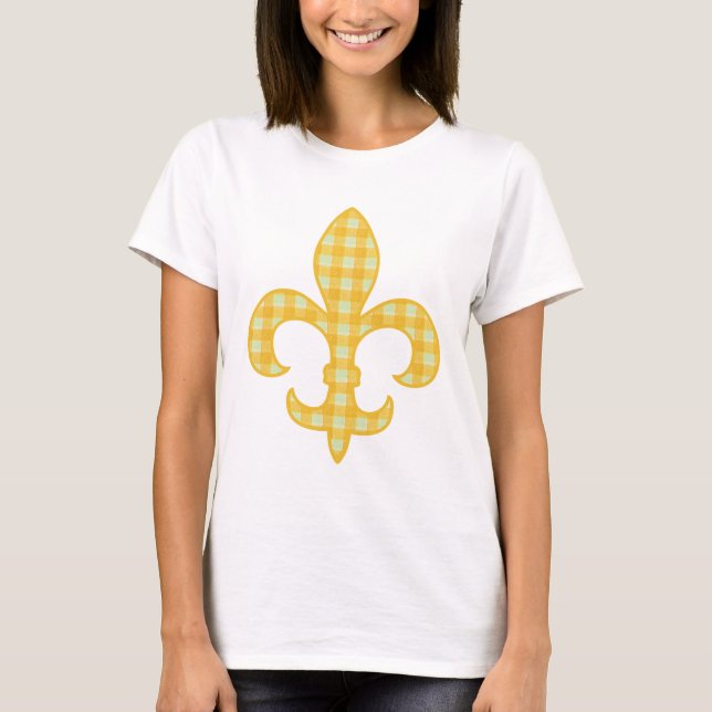 Fleur de lis Yellow Gingham tank top (Front)