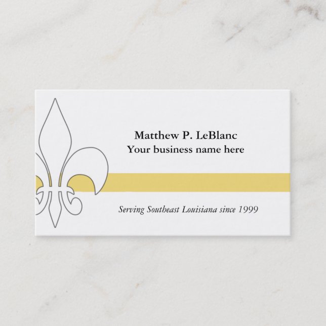 Fleur de Lis Yellow Stripe Business Card (Front)