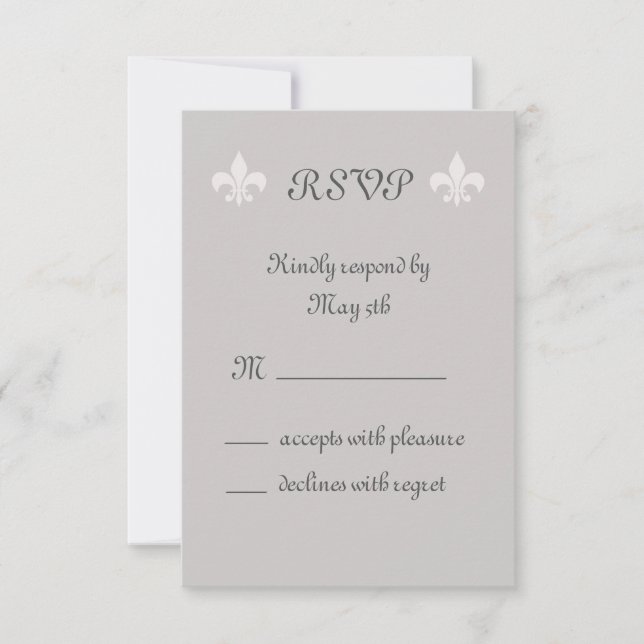 Fleur de Lise RSVP in Smokey Greys Card (Front)