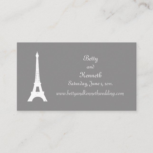 Fleur de Lise Wedding Website Card in Smokey Greys (Front)