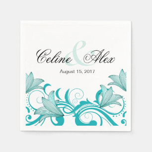 Fleur de Lyrica Floral Wedding teal Napkin