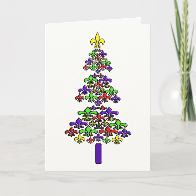 Fleur de Lys Christmas Tree Holiday Card (Front)