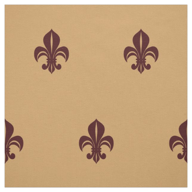 Fleur de lys french lily red on yellow fabric (Swatch)