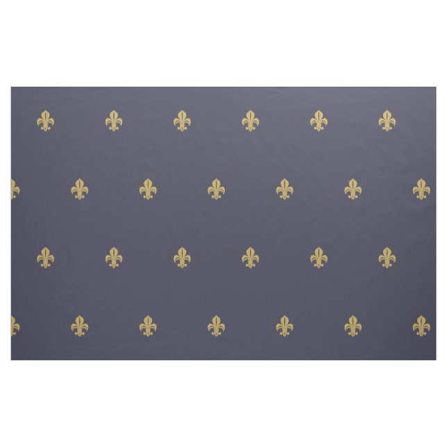 Fleur de lys french lily yellow on navy fabric (Fat Quarter)