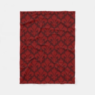 Fleur-de-lys Tiled Pattern Red Fleece Blanket