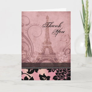 Fleur de Paris Eiffel Tower   pink Thank You Card