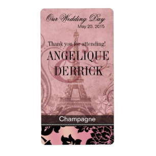 Fleur de Paris Eiffel Tower   pink Wine Label