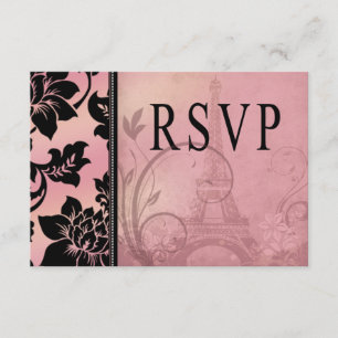 Fleur de Paris Eiffel Tower RSVP   pink Card