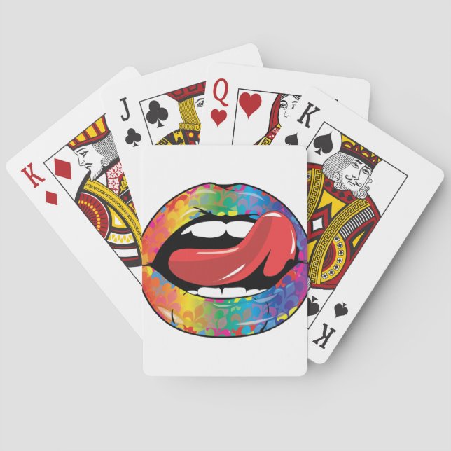 Fleur De Rainbow Licking Lips Playing Cards (Back)